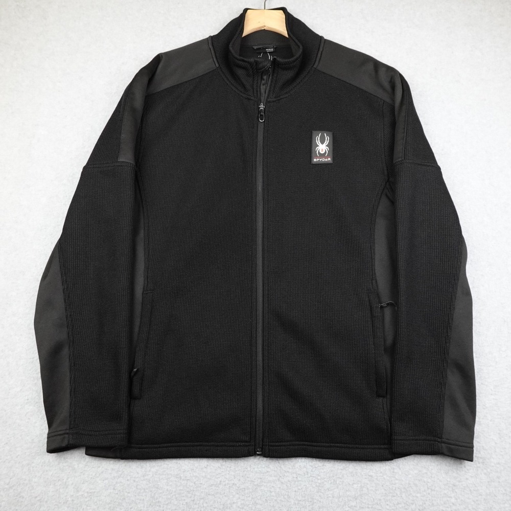 Spyder Fleece Jacket Men's Large Black Full Zip Performance Outdoor Hiking